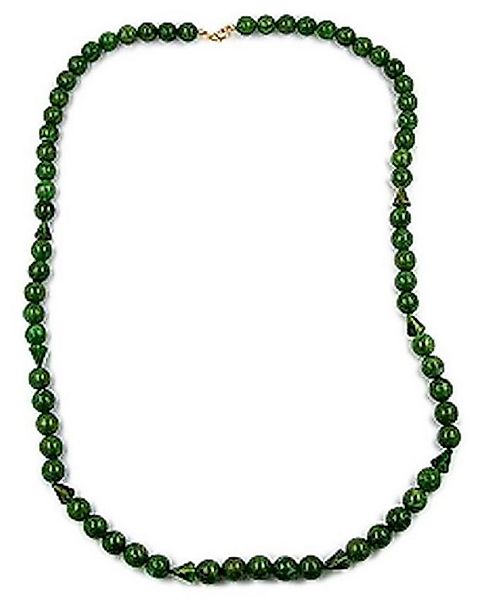 unbespielt Collier Kette Kunststoff-Perlen 12 mm Grün-Gold-Marmor Länge 90 günstig online kaufen
