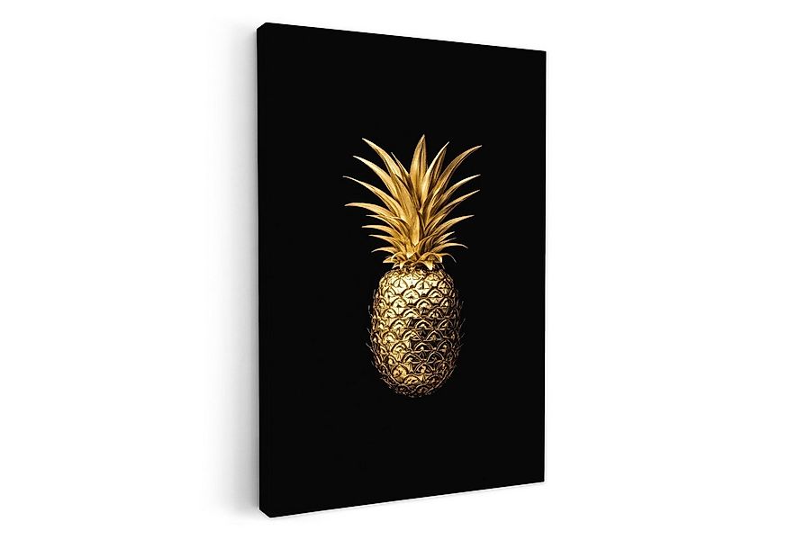 OneMillionCanvasses® Leinwandbild Ananas - Schwarz - Gold - Luxus, Fotodruc günstig online kaufen