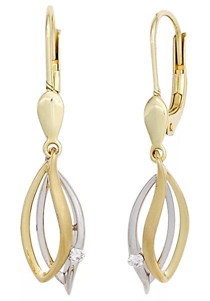 JOBO Paar Ohrhänger, 585 Gold bicolor mit 2 Diamanten günstig online kaufen
