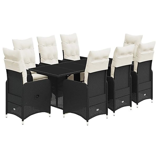 vidaXL 9-tlg Garten-Bistro-Set mit Kissen Schwarz Poly Rattan Modell 9 günstig online kaufen