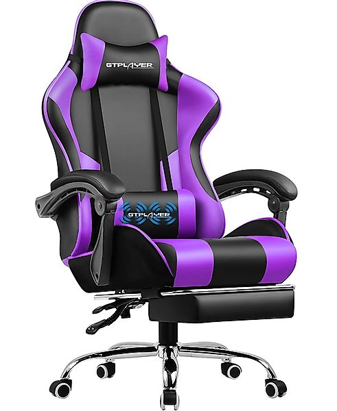 GTPLAYER Gaming-Stuhl mit Fußstütze und Massage-Lendenkissen günstig online kaufen