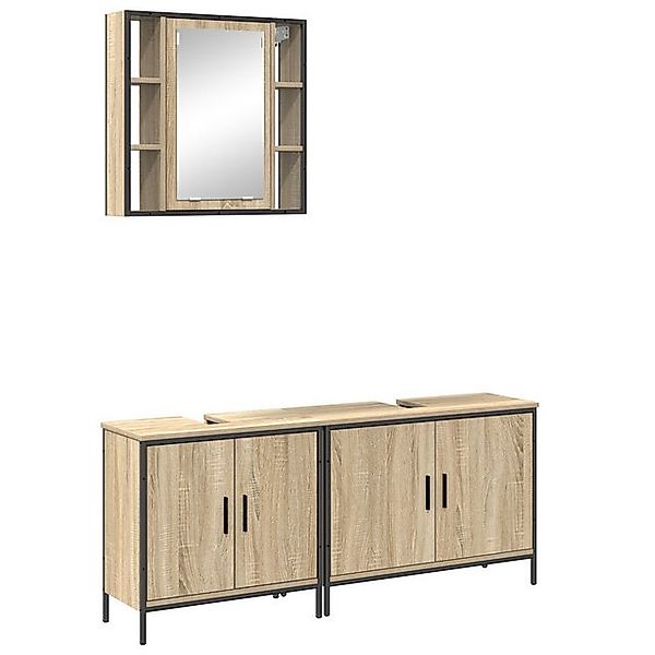 vidaXL Badezimmerspiegelschrank 3-teiliges Badezimmer Möbel Set Sonoma Eich günstig online kaufen