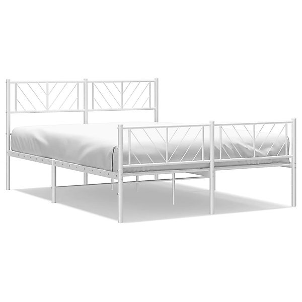 vidaXL Bettgestell mit Kopf- und Fußteil Metall Weiß 140x190 cm Modell 1318 günstig online kaufen