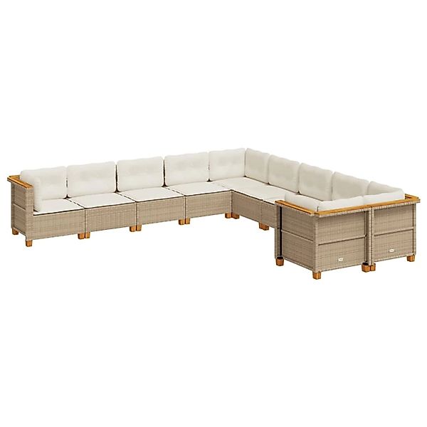 vidaXL 10-Tlg Garten-Sofagarnitur mit Kissen Beige Poly Rattan 3262045 günstig online kaufen