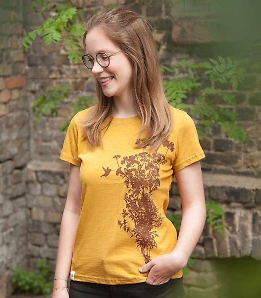 Pflanzen&Kolibri - Fair Gehandeltes Damen T-shirt - Baumwolle Bio Slub günstig online kaufen