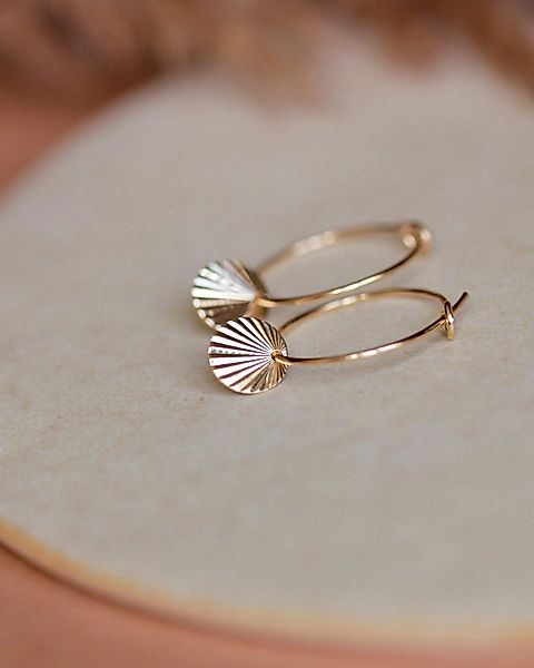 lille mus Paar Creolen Creolen 'Sonnenplättchen' 925 Silber / vergoldet günstig online kaufen