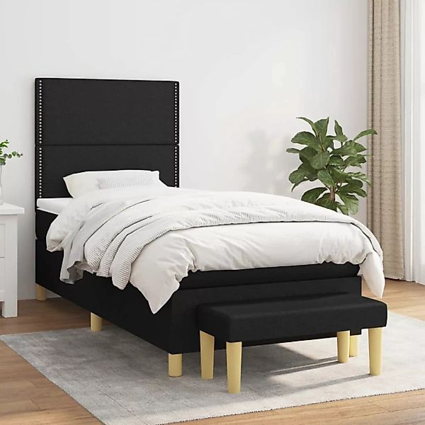 Vidaxl Boxspringbett Mit Matratze Schwarz 90x200 Cm Stoff günstig online kaufen