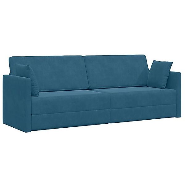 vidaXL Sofa Boden-Sofa-Bett 2-in-1 Blau 213x144x60 cm Samt, 1 Teile günstig online kaufen