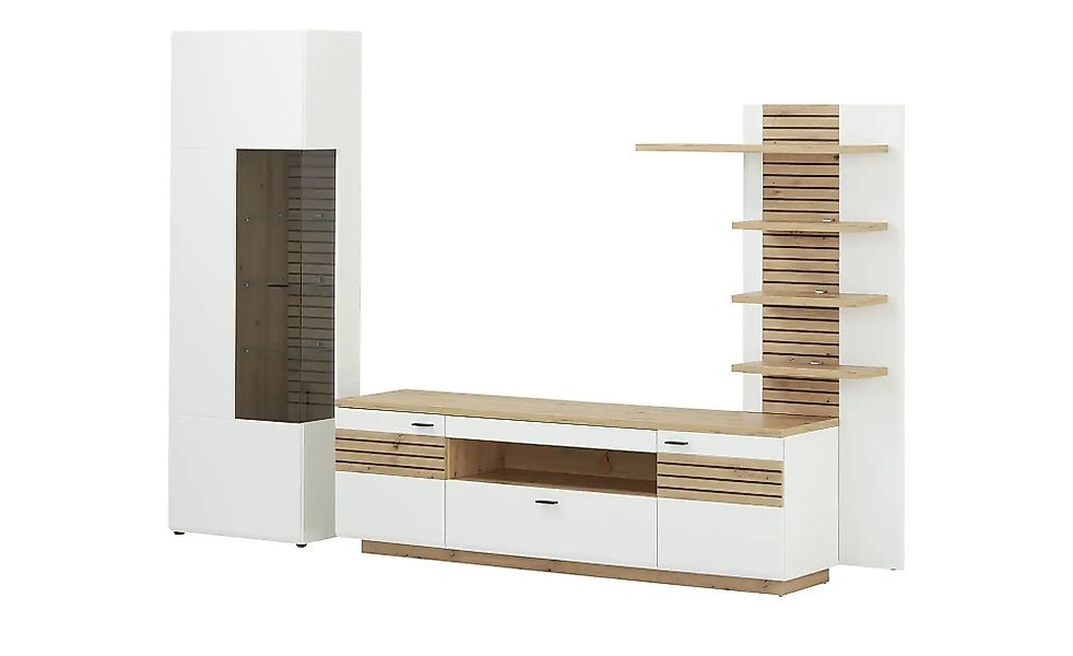 uno Wohnkombination  Fresno ¦ weiß ¦ Maße (cm): B: 296 H: 201 T: 47.0 Kommo günstig online kaufen