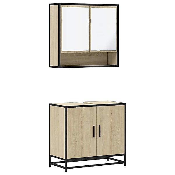 vidaXL Badezimmer-Set 2-tlg. Badmöbel-Set Sonoma-Eiche Holzwerkstoff, günstig online kaufen