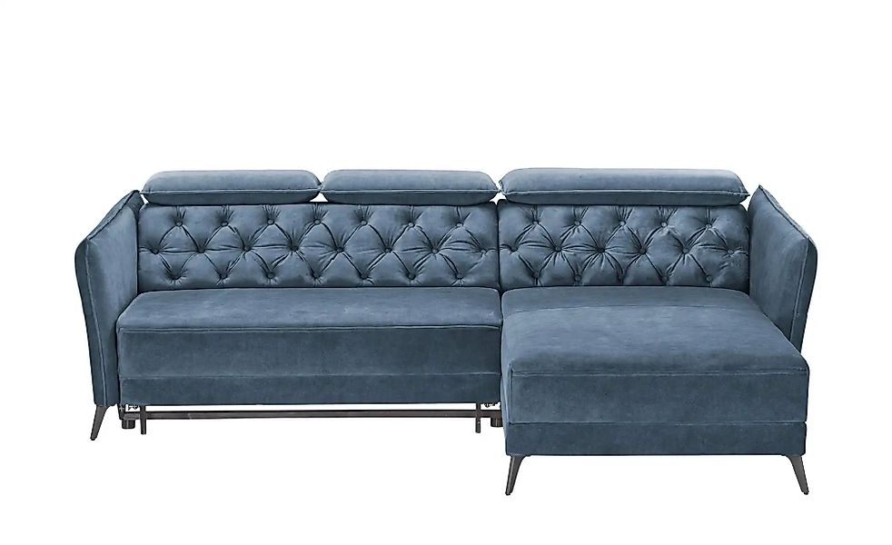 smart Ecksofa mit Kopfteilverstellung Kavita ¦ blau ¦ Maße (cm): B: 254 H: günstig online kaufen