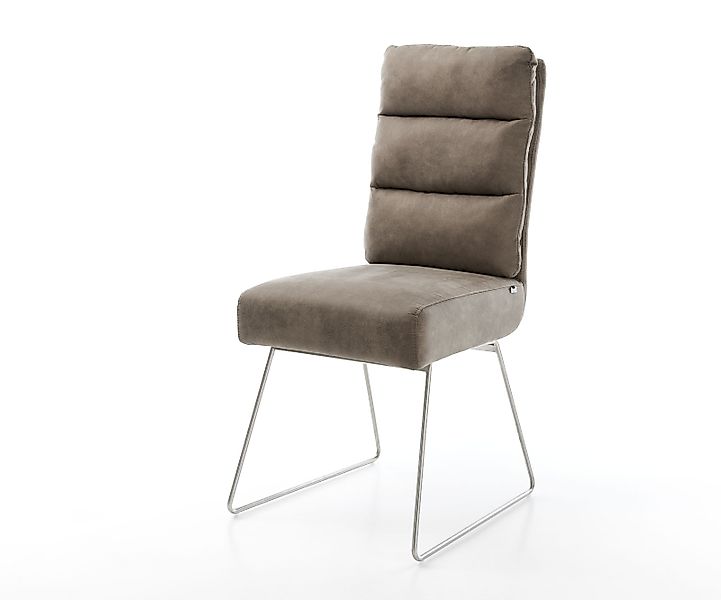 Esszimmerstuhl Pela-Flex Mikrofaser Taupe Vintage Kufengestell Edelstahl Ta günstig online kaufen