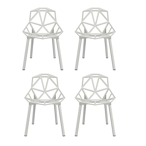 Magis - Chair One Stuhl stapelbar 4er Set - weiß/Gestell Profilaluminium la günstig online kaufen