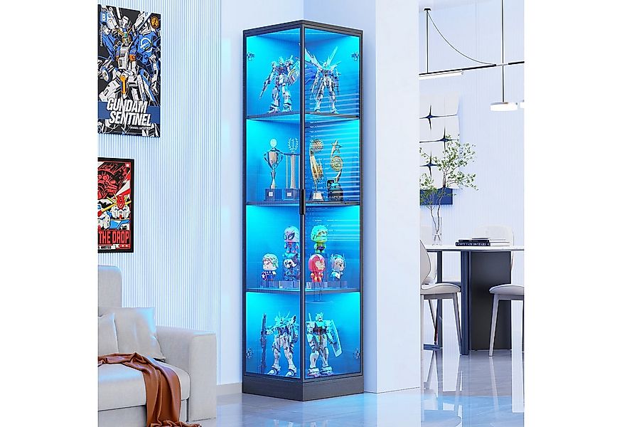 BROTTAR Eckvitrine Glasvitrine mit LED Beleuchtung und menschlicher Sensor günstig online kaufen