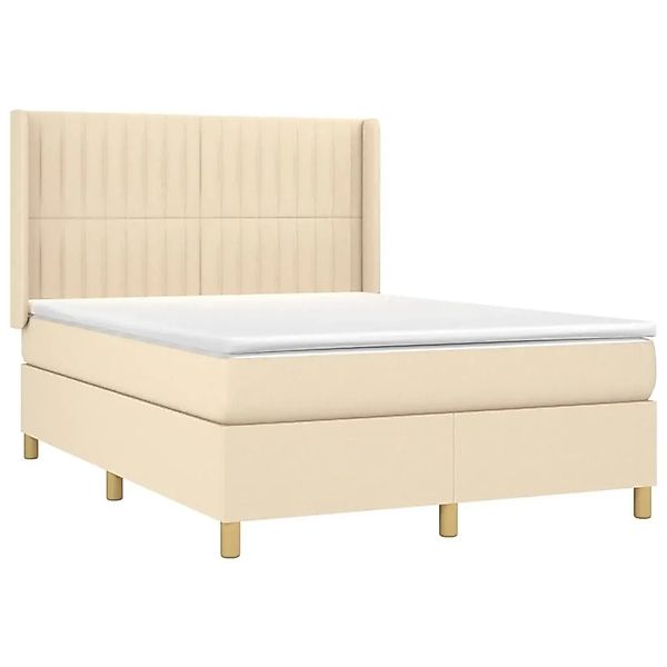 vidaXL Boxspringbett mit Matratze & LED Creme 140x200 cm Stoff 3139042 günstig online kaufen