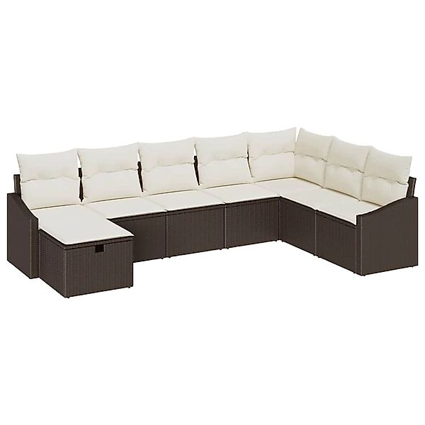 vidaXL Garten-Sofa-Set mit Kissen 8-Tlg Braun Poly Rattan 3359327 günstig online kaufen