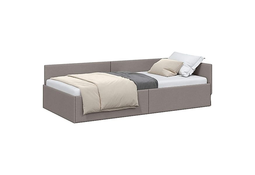 vidaXL Bett Eckbettgestell mit Kopfteil Taupe 100 cm x 200 cm Samt (1-tlg) günstig online kaufen