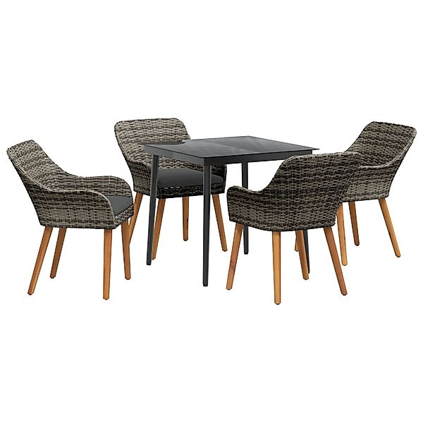 vidaXL 5-Teiliges Garten-Essgruppe Grau Poly-Rattan 3261678 günstig online kaufen