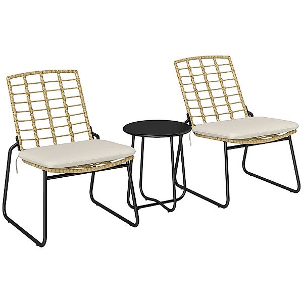 Outsunny Balkonmöbel Set Stahl  PE-Rattan 56L x 67B x 78H cm Beige günstig online kaufen