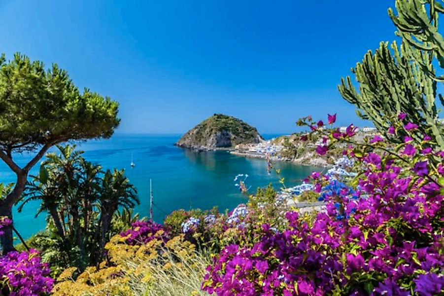 Papermoon Fototapete »ISCHIA ITALIEN-BOUGANVILLA INSEL MEER BLUME FELSEN WA günstig online kaufen