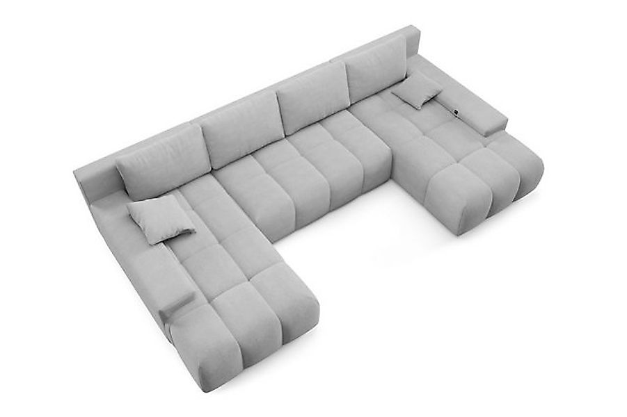 PROMETO Möbel Ecksofa Ecksofa Couch U-Form, Teddy-Bouclé Stoff Schlaffunkti günstig online kaufen