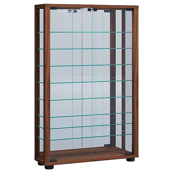ebuy24 VitrosaMaxi Vitrinenschrank Wandhängend mit Spiegel 2 Glastüren Nuss günstig online kaufen