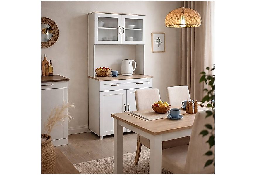 HTI-Living Hochschrank Küchenbuffet mit Glasteil Weiß Blanca (Stück, 1-St., günstig online kaufen