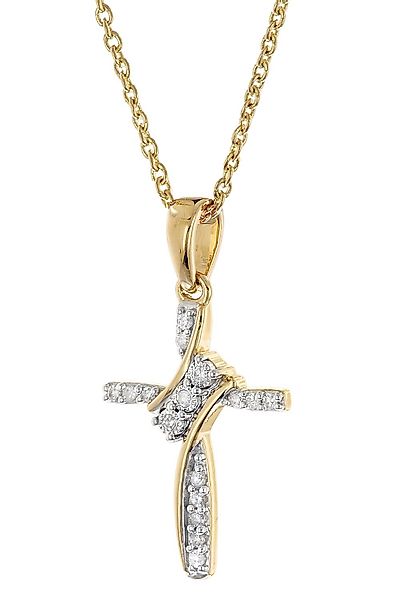 Glizz Kette mit Anhänger mit Diamant-Kreuz günstig online kaufen