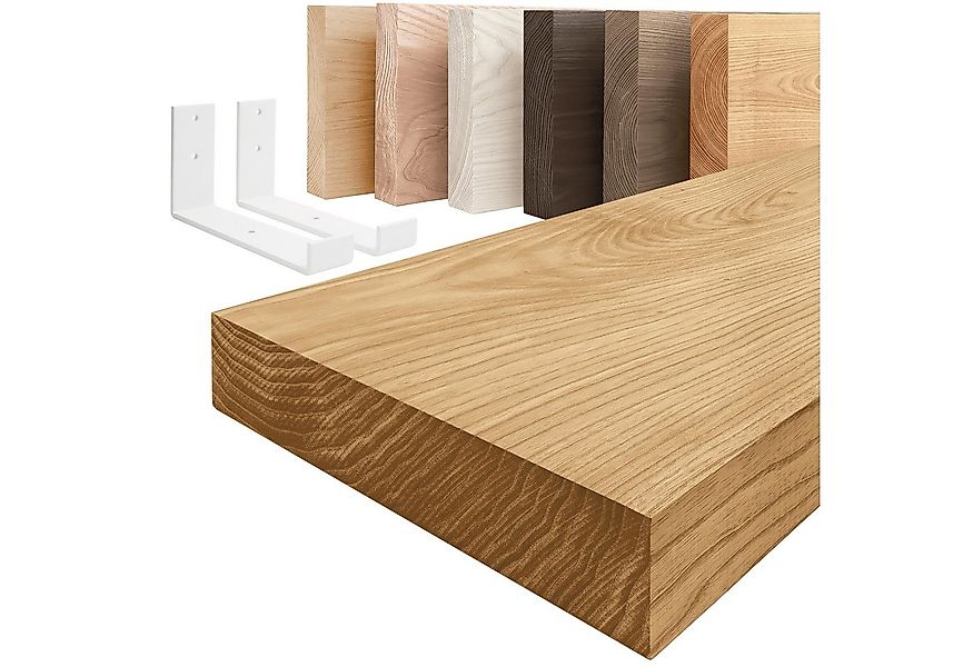 LAMO Manufaktur Wandregal Holz Gerade Regal Farbe: Rustikal mit weißem Indu günstig online kaufen