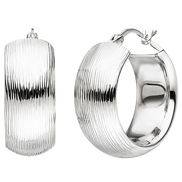 SIGO Creolen breit 925 Sterling Silber mit Struktur Ohrringe Silbercreolen günstig online kaufen