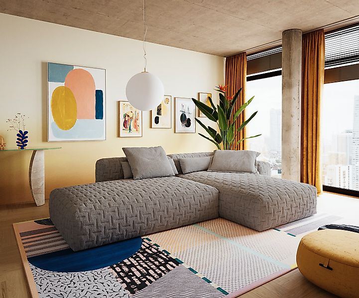 Ecksofa Freestyle Icon 310x200 cm Strukturstoff Soft Grau günstig online kaufen