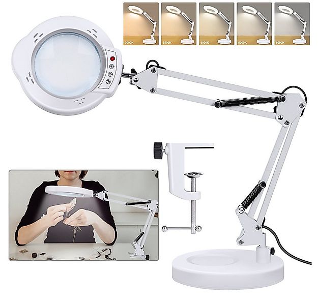 QUBEBU LED Schreibtischlampe Dimmbar Klemmlampe 10x Lupenleuchte Lupenlampe günstig online kaufen