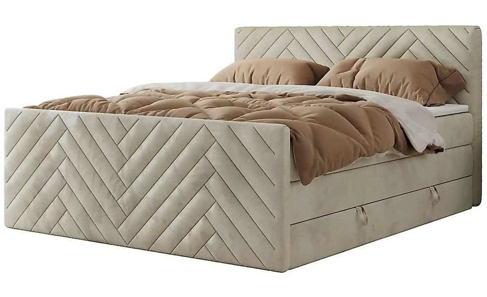 Boxspringbett mit Bettkasten Paris King Duo ¦ beige ¦ Maße (cm): B: 121 H: günstig online kaufen