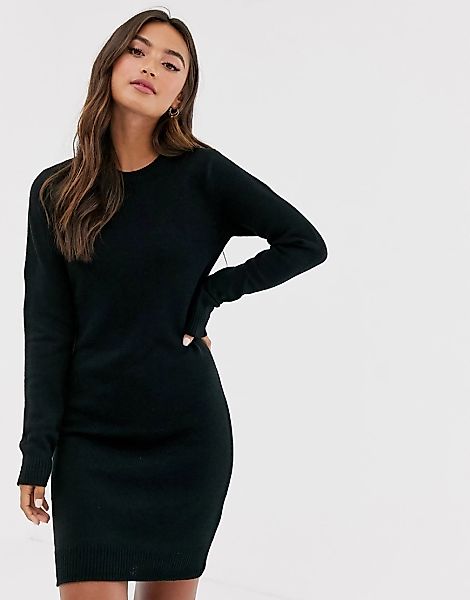 Brave Soul – Legeres Pulloverkleid in Schwarz mit Rundhalsausschnitt günstig online kaufen