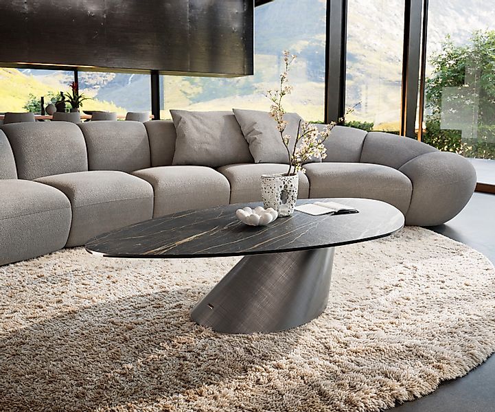 Couchtisch Edge Organisch 140x76 cm Keramik Laminam® Noir Desir Braun Conis günstig online kaufen