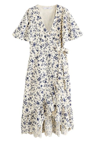 Next Midikleid Besticktes Wickelkleid aus 100 % günstig online kaufen