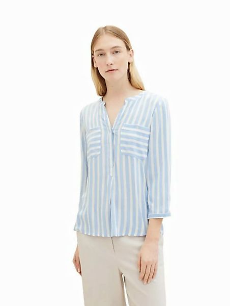 TOM TAILOR Blusenshirt Gestreifte 3/4 Arm Bluse V-Ausschnitt Tunika Shirt b günstig online kaufen