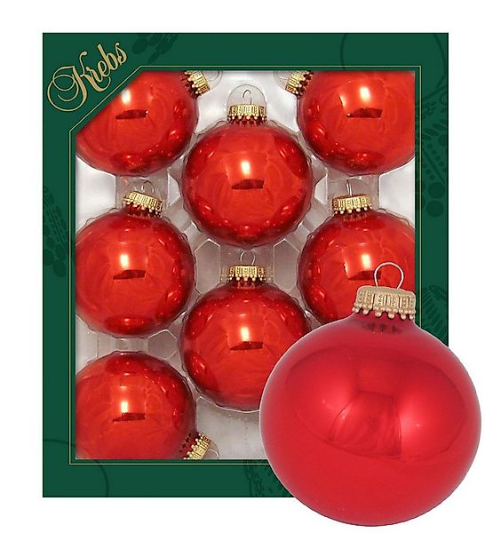 Krebs Glas Lauscha Christbaumschmuck Glaskugel Set - Feuerrot - 8 Stück je günstig online kaufen