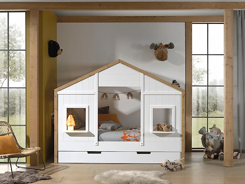 Vipack Hausbett "Babs, mit Dachaufbau, Fenstern, Made in Europe, originelle günstig online kaufen