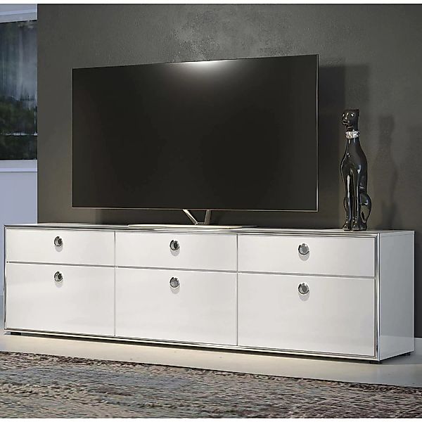 Wohnzimmer TV Lowboard in Weiß Hochglanz lackiert INVERNESS-19, B/H/T ca. 2 günstig online kaufen