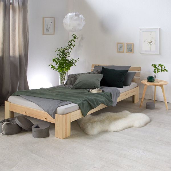 Homestyle4u Holzbett Doppelbett mit Kopfteil Massiv günstig online kaufen