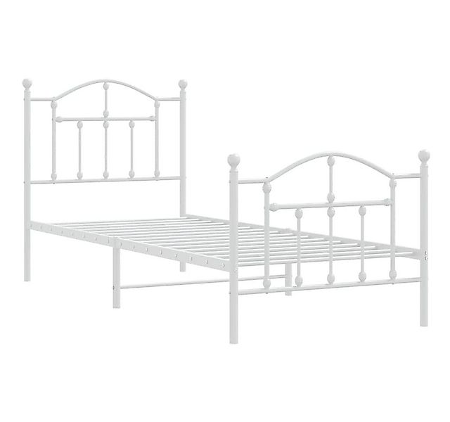 vidaXL Bett Bettgestell mit Kopf- und Fußteil Metall Weiß 90x190 cm günstig online kaufen