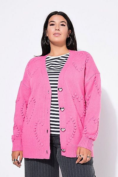 Studio Untold Strickjacke Strickjacke oversized Heart-Muster V-Ausschnitt günstig online kaufen