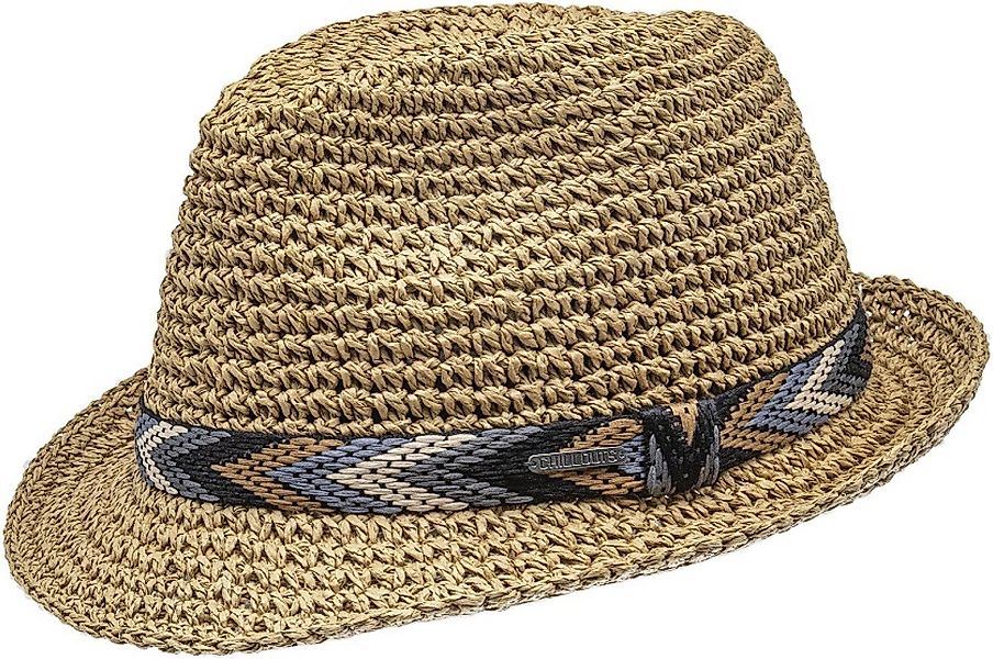 chillouts Strohhut knautschbarer Trilby mit Muster-Band günstig online kaufen