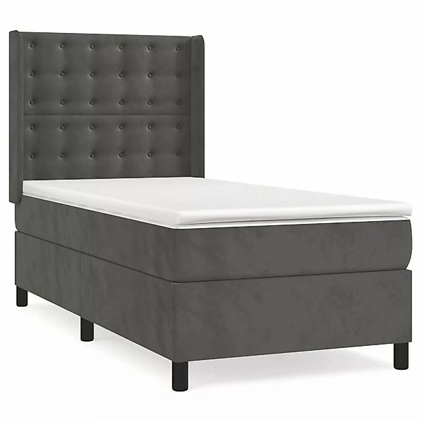 vidaXL Boxspringbett mit Matratze Dunkelgrau 90x200 cm Samt1378761 günstig online kaufen