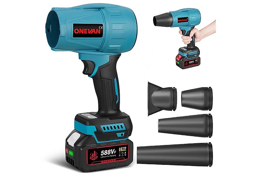 ONEVAN Akku-Gebläse Turbo Gebläse Bürstenloses Laubbläser Akku, 300 m/s Jet günstig online kaufen