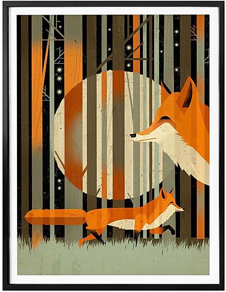 Wall-Art Poster "Midnight Foxes", Schriftzug, (1 St.) günstig online kaufen