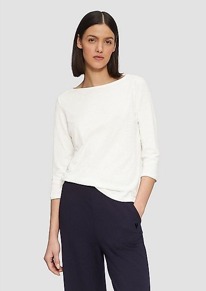 s.Oliver T-Shirt Shirt mit Flammgarnstruktur und 3/4-Ärmeln günstig online kaufen