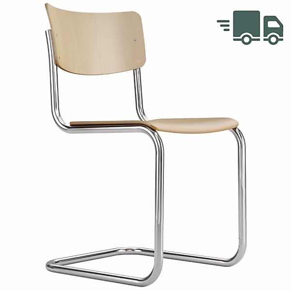 THONET S 43 | Buche natur | Stahlrohr-Freischwinger | Gestell verchromt günstig online kaufen