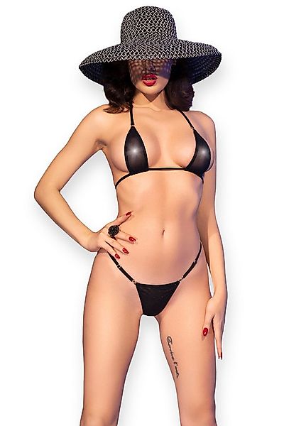 Chilirose Set: Bügel-BH Reizwäsche-Set Micro-Bikini in schwarz (Set) günstig online kaufen